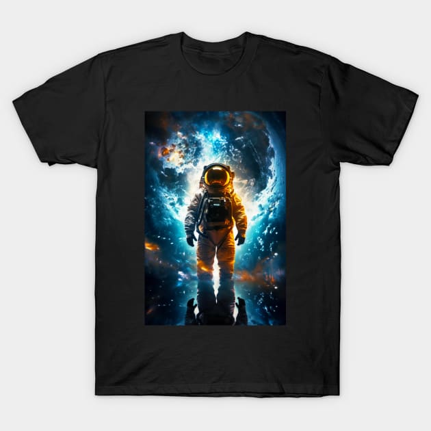 Interstellar Traveler Astronaut Earth Space Art T-Shirt by Lematworks